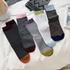 Calcetines de Otoño e Invierno para Mujer, Calcetines de Media Pantorrilla Finamente Rayados Estilo Universitario, Calcetines Lisos de Algodón Peinado Sin Costuras de Tendencia Estilo Coreano para Mujer