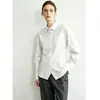 Camisa blanca de diseño estilo francés entallada a la cintura para mujer, nueva moda de otoño para mujer, casual de alta gama, camisa de manga larga con dobladillo irregular