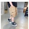 Shorts finos para meninos de verão 2024, calças médias infantis novas, calças cinco quartos médias e grandes da moda, calças cargo casuais, da moda