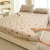 Lençol de baixo com elástico de algodão puro, tipo gaze plissada, qualidade para mães e bebês, capa de cama dupla camada em gaze com desenho, capa protetora antiderrapante para colchão Simmons 4