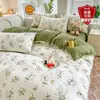 Juego de Ropa de Cama Fresco y Sencillo de Cuatro Piezas, Funda de Edredón, Ropa de Cama Individual para Dormitorio de Chicas, Uso en el Hogar, Lavable, Conjunto Moderno de Tres Piezas