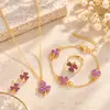Estilo Coreano Nuevo Trébol Moda Aretes de Tachuela Suerte Collar Pulsera Anillo Set de Joyería Más Vendido Adornos Fábrica
