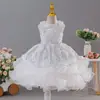 Vestidos Formales Europeos y Americanos para Niñas, Vestidos de Princesa, Vestidos de Dama de Boda, Vestidos de Pastel Multinivel Bordados con Lentejuelas y Encaje, Vestidos Formales para Niños