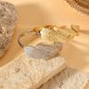 Pulsera Transfronteriza Retro Francesa de Acero Inoxidable Hoja de Arce Abierta Pluma Pulsera Hoja Pulsera Abierta Pulsera Personalizada