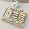 Suxinaimin Primavera y Otoño Lindo Bordado de Perro Moderno Calcetines Medios Rayados Curativos Ins Calcetines Casuales Holgados
