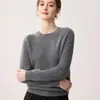 Suéter 100% cachemira pura para mujer, con diseño de hombro raglán, cuello redondo engrosado, mangas largas y un estilo simple y versátil adecuado para el uso diario