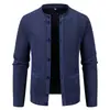 Nuevo Cardigan de Punto con Cuello Alto y Textura de Espiga para Hombre de Comercio Exterior Suéter Abrigo de Manga Larga de Negocios Multicolor Dropshipping