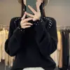 Gris Moda Manga de Flor Tejido Capa Base Superior Mujer 2026 Nuevo Otoño Invierno Ropa Interior Elegante Tallas Grandes Ropa para Mujer Otoño Invierno Suéter