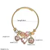 Pulseira de Aço Inoxidável He Ming Panjia Duo La Transfronteiriça Nova para Mulheres, Coração de Flor Doce Cravejado com Diamantes, Exquisite Pulseira para Melhor Amiga