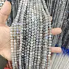 Lustre Fuerte Natural Piedra Lunar Gris Cuentas Sueltas Labradorita Cuentas Redondas Pulsera DIY Semi-terminada Accesorios para Collar Cuentas Grises