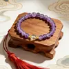 Pulsera de Amatista Natural, Clásica y Elegante, Nuevo Estilo Chino, Moda Retro Palaciega, Versátil, Lujo Ligero, Joyería de Pulsera de Alta Gama