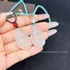 Colgante de calcedonia de hielo de alta calidad, patrón de nube de gelatina de lichi, candado auspicioso que cumple deseos, ágata de hielo de luz de luna blanca, amuleto ahuecado "Sin Preocupaciones", colgante de paz