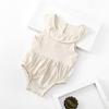 Ropa de algodón y lino para recién nacidos, mono de cuello de loto sin mangas, color liso, primavera y verano, ropa de escalada para niños, abrigo para bebé, ropa de pedo
