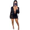 9161Dd Exportação Europeia e Americana Roupas Femininas Exportação Vestido Costas Nu Personalizado Decote V Manga Longa Sexy Cadarço Saia de Tela