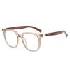 Nuevo marco de gafas retro artístico polígono imitación madera veta de madera hombres cara grande montura completa gafas para miopía mujeres JK