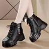 Botas Martin de mujer que aumentan la altura, nuevas botas cortas versátiles de plataforma con suela gruesa para otoño e invierno 2026, hace que los pies pequeños se vean más pequeños