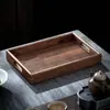 Bandeja de Madera de Nogal de Alta Calidad con Asa, Bandeja Rectangular de Madera para Té, Bandeja de Madera Maciza Estilo Japonés para Hogar, Café y Vajilla