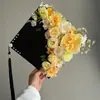 Chapéu DIY para Fotos de Formatura de Estudantes Universitários Presente Grampo de Cabelo com Flor Flor Acabada Fotos de Melhor Amigo Recém-Formado Presente para Namorada Preto