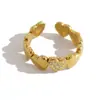 Conjunto multicomponente estilo francés de anillos tachonados con diamantes, con círculo en forma de corazón y diseño trenzado, chapado en oro, ajustable, adecuado para el uso diario de mujeres