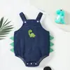 Ropa de verano para bebé, mameluco para bebé con lindo bordado de dinosaurio, mameluco de tirantes para bebés de 0 a 1 año