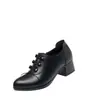 Zapatos de Mujer con Tacón Grueso de Moda 2025 Otoño Nuevos Versátiles Suela Suave Zapatos de Mujer Tacón Medio Zapatos de Cuero Zapatos para Mamá Mujer