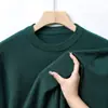Suéter de tricô liso, gola redonda, para homens, exportação transfronteiriça, nova coleção outono/inverno 2026, feito com fio core-spun, suéter básico versátil