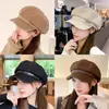 Boina Negra Pico de Pato Estilo Literario Retro Japonés para Mujer Casual Versátil Temperamento Muestra Rostro Pequeño Sombrero Octagonal Nube