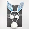 Diadema de orejas de conejo de felpa transfronteriza, corbata de lazo, conjunto de tres piezas, tocado de conejito blanco pequeño COS, accesorios de actuación de chica conejo
