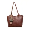 Yuezi 2026 Otoño/Invierno Nueva Bolsa Retro de Gran Capacidad Bolso de Hombro Individual Casual para el Trabajo Bolso Tote Texturizado Simple Versátil
