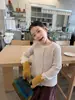 ¡Un cárdigan de punto con un fuerte aire coreano! Una chaqueta suéter de punto acanalado de color liso, estilo suave, para niñas