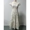 Vestido de Verano Nuevo Estilo Francés con Estampado, Ajustado a la Cintura, Corte Delgado, Lino Delgado, Tie-Dye Directo de Fábrica