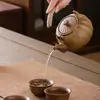 Conjunto de chaleira para fogão com aquecedor de chá, chaleira de fogão a carvão, panela com alça lateral de cerâmica, panela com viga de elevação de grés, panela de cerâmica, panela à prova de lenha