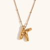 Collar Transfronterizo Europeo y Americano de Oro de 18K con Burbujas, Letra Inglesa 26, Colgante Brillante Redondo, Joyería Amazon