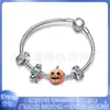 Pandora S925 Prata Cobre Banhado Novo Pulseira de Halloween Abóbora Caveira Alta Diy Corrente Osso de Cobra