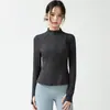 Chaqueta Deportiva Ajustada para Mujer Cuello Alto Alta Elasticidad Transpirable Puños con Agujero para el Pulgar Fitness Correr Pilates Yoga Entrenamiento Manga Larga