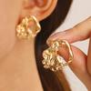 Pendientes de lava con textura de pliegue de metal exagerado retro transfronterizo europeo y americano, pendientes de geometría irregular, pendientes para mujer