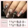 Uñas Vestibles Europeas y Americanas de Larga Venta, Pastillas de Manicura para Chicas con Graffiti de Olas y Carpas, Parches de Uñas Postizas Populares Transfronterizos