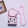 Bolso para teléfono móvil de estilo coreano con diseño de panda pequeño, bandolera de punto, bolso de mano con solapa, bolso informal para salir