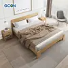 Cama de Madera Maciza Engrosada Zhiguang Dormitorio Principal Cama de Boda Cama Individual Cama Doble Dormitorio Sencillo Casa de Alquiler Muebles de Cama de Madera Maciza