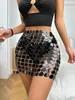 AYJ Moda de rua sexy estilo punk europeu e americano, saia curta curta de acrílico vazada, saia midi de retalhos puramente feita à mão Y2
