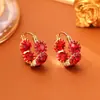 Populares Aretes de Zirconia Color Café Estilo Maillard, Exquisitos Accesorios para Orejas de Moda de Alta Gama, Joyería Minimalista para Otoño e Invierno