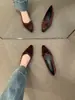 Zapatos de Punta para Mujer Primavera y Otoño 2024 Nuevos de Boca Baja Negro Gamuza Suela Suave Zapatos de Commuter para el Trabajo talla extra Zapatos Planos