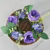 Guirnalda de Rosas Artificiales Europeas 23cm Guirnalda Portavelas Decoración Navideña Accesorios para Ventana Mesa de Comedor Arreglo de Boda Flores Falsas