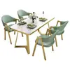 Conjunto de Mesa e Cadeiras de Negociação Luxo Nórdico, Mesa de Jantar Retangular Minimalista Moderna para Cafeteria e Loja de Chá de Leite Pequeno Apartamento