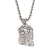 Colgante de Marca Retro Hip Hop Callejero Europeo y Americano Acero Inoxidable Chapado en Oro de 18K Cara Completamente Diamantada Cadena Retorcida Collar para Hombre