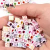 4 6 7 10 mm cuentas sueltas acrílicas cuentas con letras en inglés cuentas planas hechas a mano diy accesorios de joyería con cuentas pulsera
