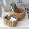 Cesta de Almacenamiento Cesta Tejida de Cuerda de Algodón Gran Capacidad Organizador de Escritorio para Cosméticos Cesta de Almacenamiento Lavable