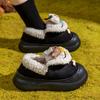 Pantuflas de Algodón para Mujer en Otoño e Invierno para Interiores Suela Gruesa Antideslizantes Uso en Oficina y Hogar Moda de Pantuflas de Algodón Felpudo para Hombre con Tacón