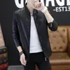 Jaqueta de couro masculina, casaco de outono, novo estilo 2024, jaqueta de couro com lapela, jaqueta de couro PU justa estilo motociclista, casaco casual para homens