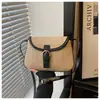 2026 Nuevo Estilo Vacaciones en la Costa Tejida Elegante Patchwork Verano Gran Capacidad Paja Hombro Cruzado Bolso de Mujer